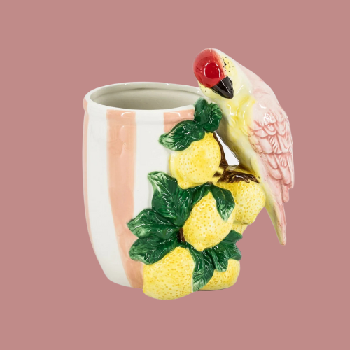 VASE LEMON AND PARROTS 