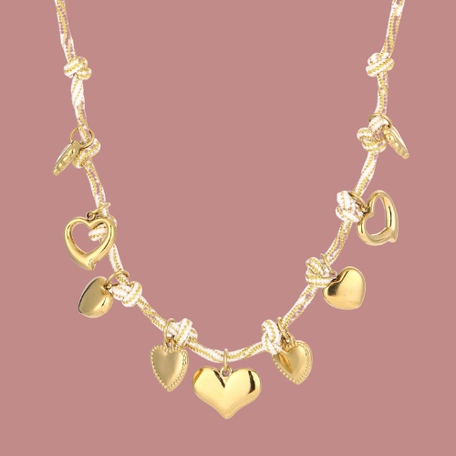 NECKLACE ROPE HEART - WHITE 