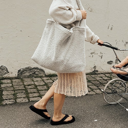 STUDIO NOOS - LIGHT GREY TEDDY MOM BAG