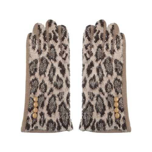 LEOPARD GLOVES - BEIGE