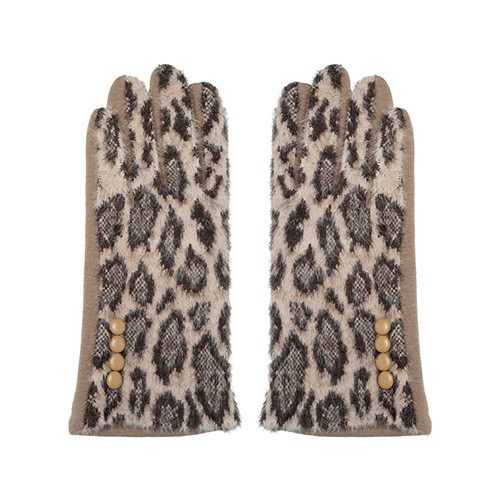 LEOPARD GLOVES - BEIGE