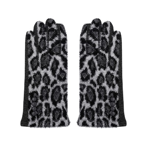 LEOPARD GLOVES - BLACK