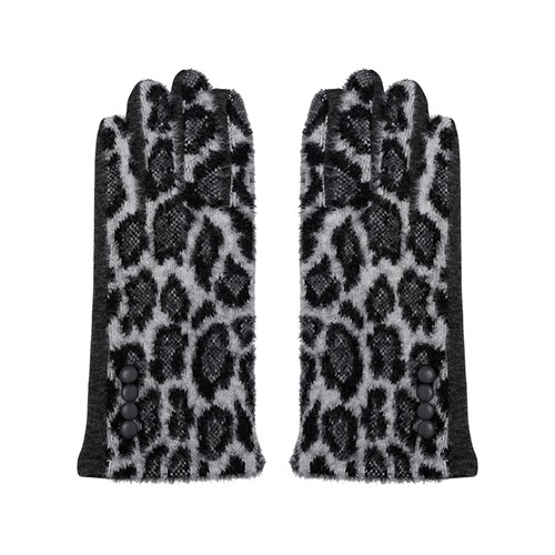 LEOPARD GLOVES - BLACK